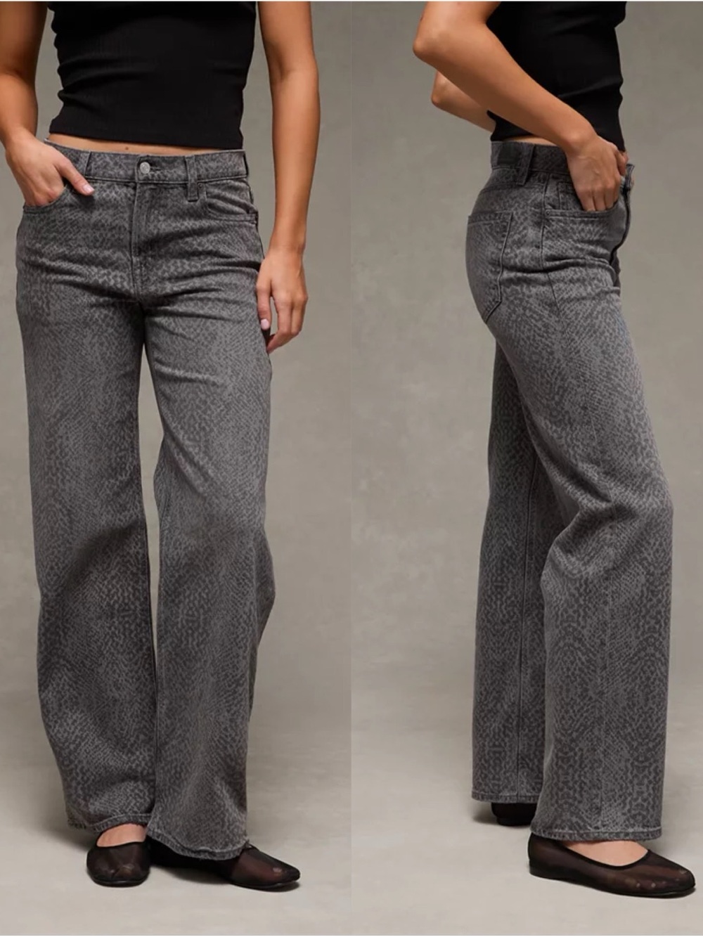AMERICAN EAGLE Stretch Snake Print High-Waisted Stovepipe Jeans